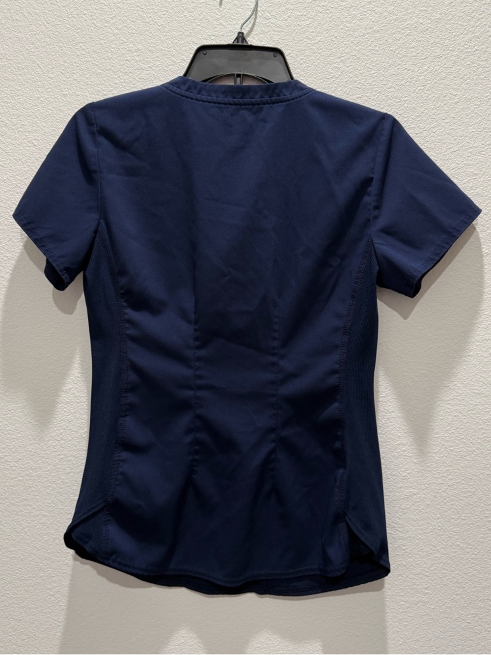 Touch 3-Pocket STRETCH Rib-Knit Side Panels Shirttail V- Neck Scrub Top - Picture 2 of 5